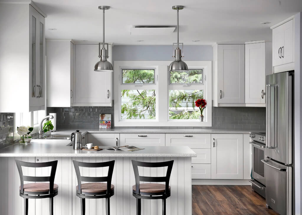 grey and white kitchen