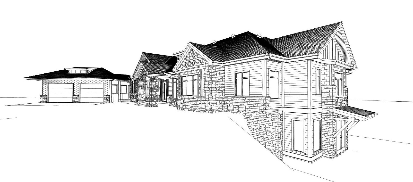 14. 2021. Duncan – Lake View Residence – ext. view sketch 2
