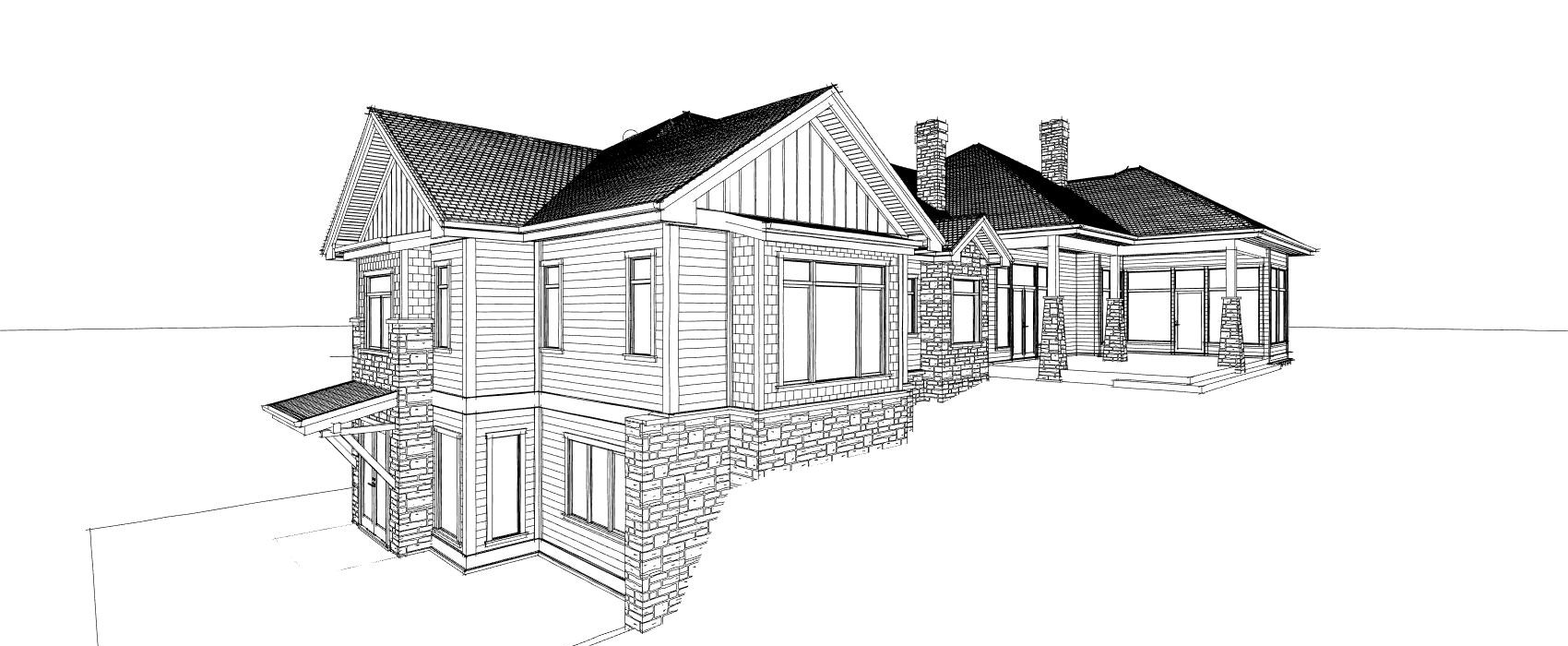 15. 2021. Duncan – Lake View Residence – ext. view sketch 3