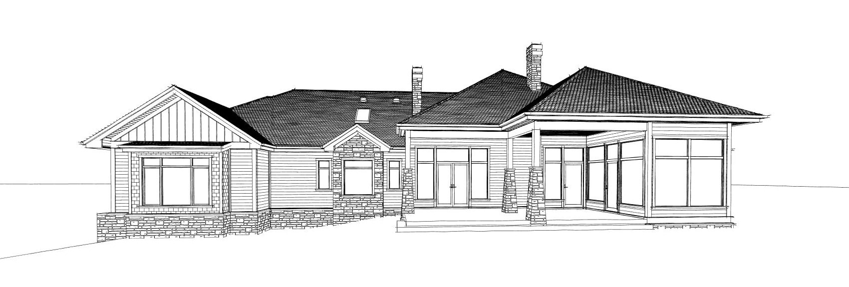 16. 2021. Duncan – Lake View Residence – ext. view sketch 4